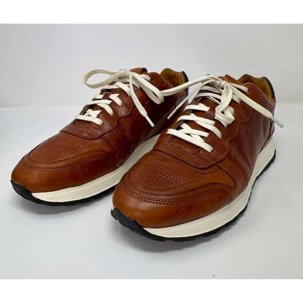 Allen Edmonds Port Washington Leather Sneakers Mens 9 D Brown Pantina USA Shoe - Picture 4 of 12
